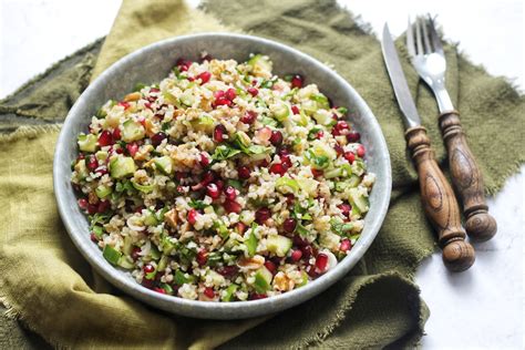 Pomegranate Walnut and Bulgur Wheat Salad