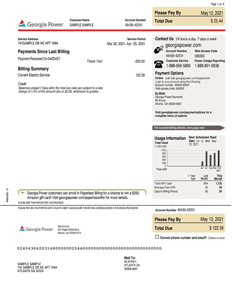 Utility Bill Editable Template- Georgia Power | Documentplug