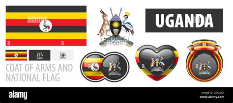 Vector set of the coat of arms and national flag of Uganda Stock Vector ...