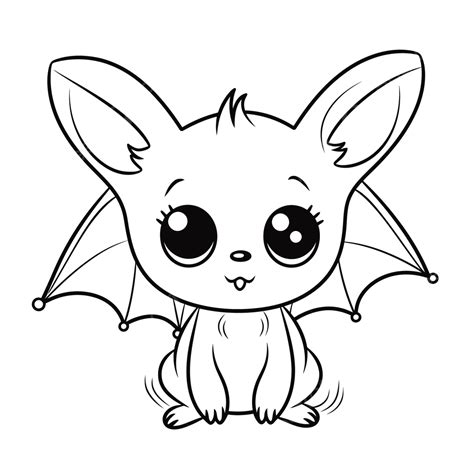 Cute Baby Bat Coloring Pages Outline Sketch Drawing Vector, Easy Bat ...