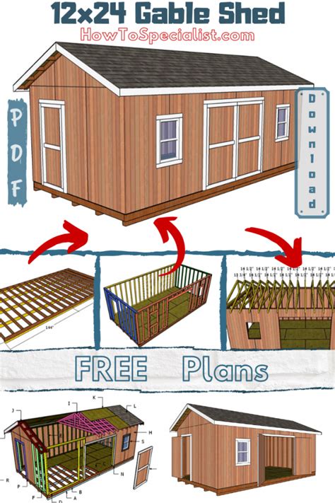 12x24 Shed Plans - Free DIY Plans | HowToSpecialist - How to Build ...