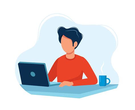 Man working with computer. Bright colorful vector illustration. 518208 ...