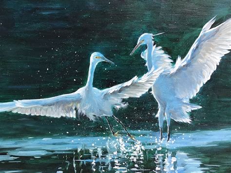 Love Art Egret painting Egret art Oversize Painting | Etsy