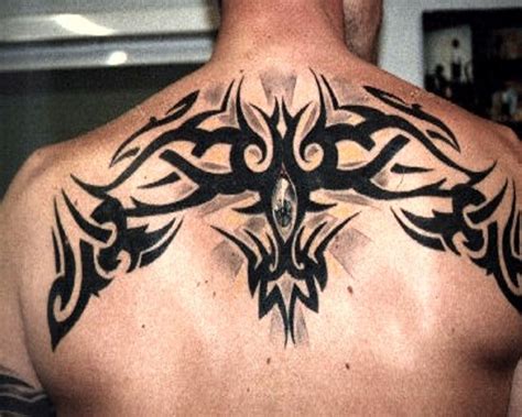 Shoulder Cap Fan Tattoo Patterns | Upper Back Tribal Tattoo Designs for ...