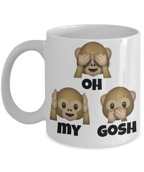 Oh My Gosh Funny Emoji Monkeys Coffee Mug