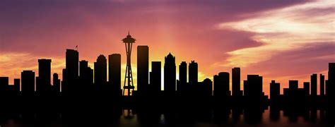 Seattle Skyline Panorama Sunset Photograph by Aged Pixel - Pixels