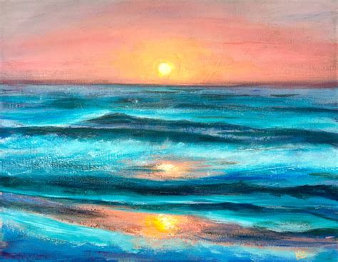 Ocean Painting Acrylic Original "Echoes of Summer" 16 x 20" on Canvas