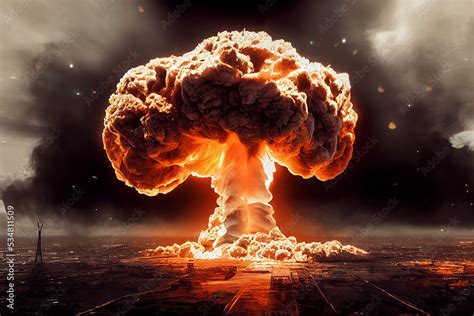 Nuclear Bomb Massive Explosion in Civil City 3D Art Work Spectacular ...