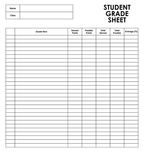 Student Grade Sheet Template | Grade book template, Grade book, Teacher ...