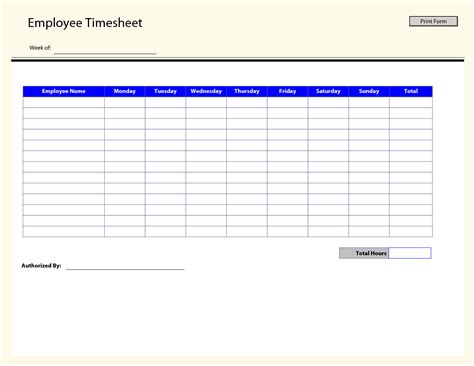 Blank Employee Timesheet Template | Management Templates | Pinterest ...