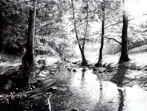 Forest creek by BiroHunter | Forest drawing, Landscape pencil drawings ...