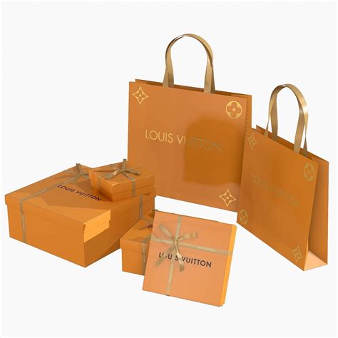 Louis Vuitton Gift Packaging Boxes and Paper Bags 3D model | CGTrader