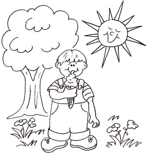 Sunny Day Clipart Black And White - Coloring Nation Pages