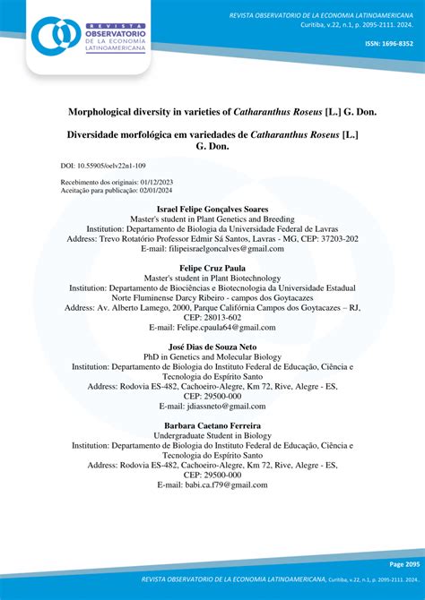 (PDF) Morphological diversity in varieties of Catharanthus Roseus [L ...