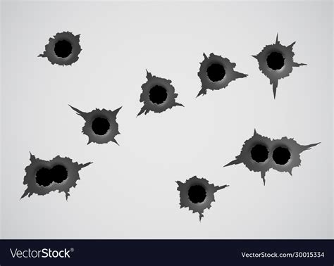 Bullet hole template damage and cracks on surface Vector Image