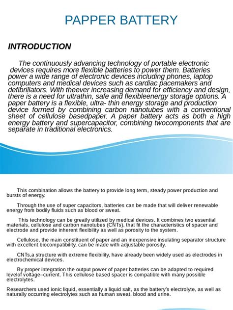 Paper Battery | PDF | Energy Storage | Electromagnetism