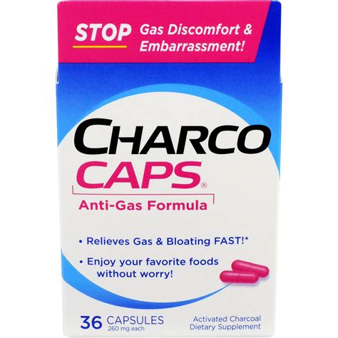 CharcoCaps Activated Charcoal Capsules, 260mg each, Anti-Gas ...