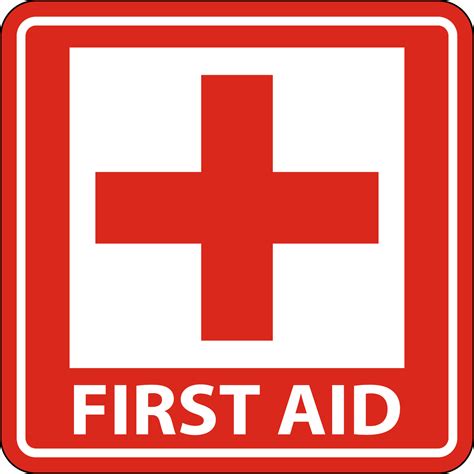 First Aid Label Sign on white background 5993257 Vector Art at Vecteezy