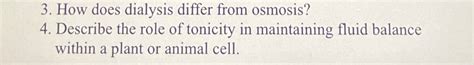 Solved Describe the role of tonicity in maintaining fluid | Chegg.com