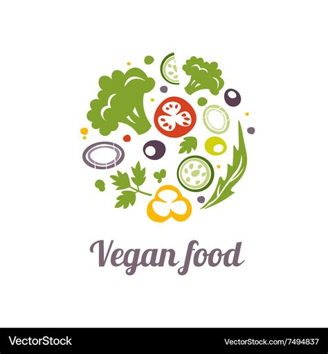 Vegan food icon logo design template Royalty Free Vector