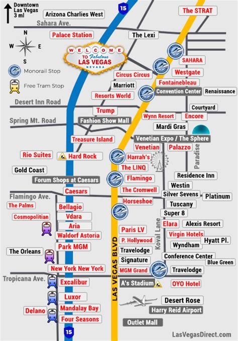 Las Vegas Strip Hotel Map (2024) | Las Vegas Direct