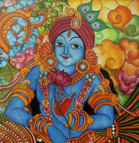 Lord Krishna Kerala Mural Painting Madhubani Painting Krishna Painting ...