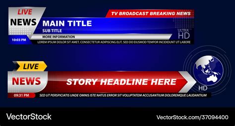 Set breaking news template tv or banner Royalty Free Vector