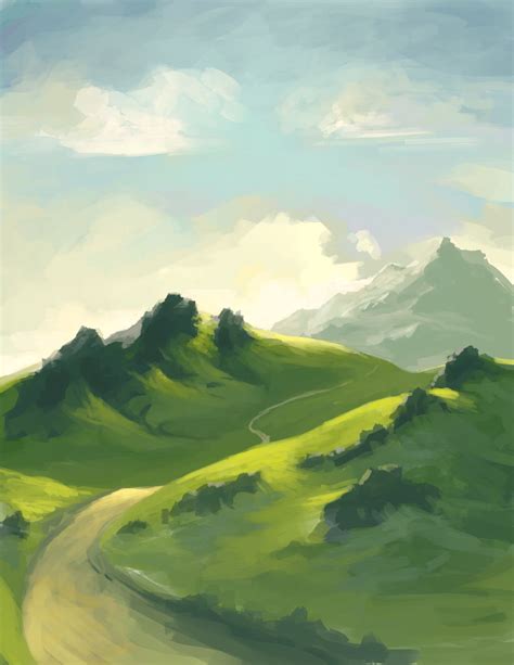 Rolling Hills of Ashland. Quick sketch of some rolling hills and rocks ...