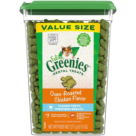 Buy FELINE GREENIES Adult Dental Cat Treats, Oven Roasted Chicken ...