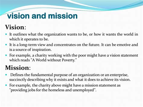 Vision and mission of companies