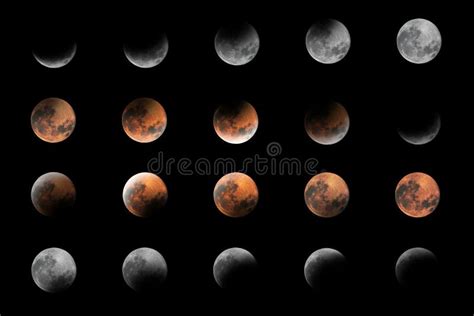 Lunar Eclipse Phases, Blood Moon, Composite Lunar Eclipse Stock Image ...