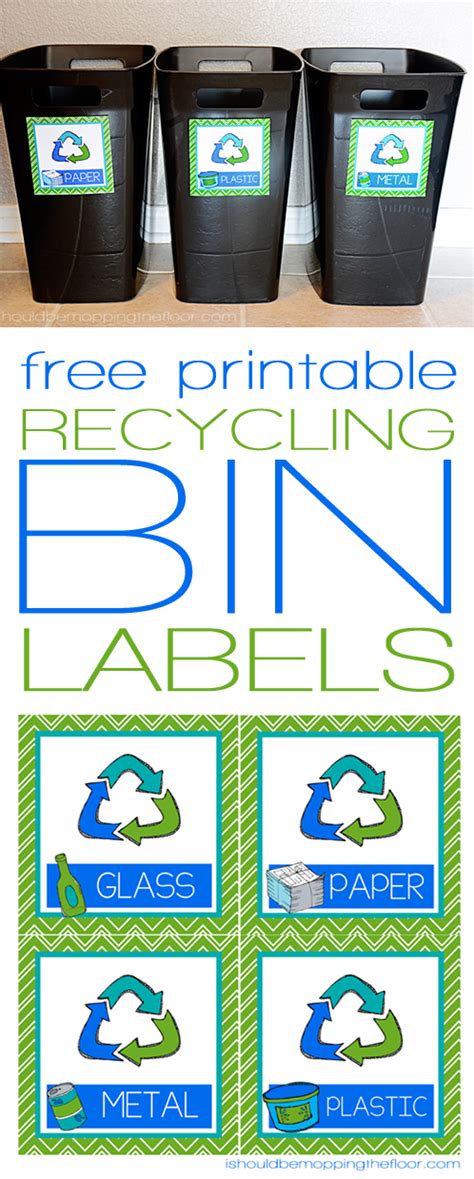 Free Printable Recycling Bin Labels | PAPER, PLASTIC, METAL, & GLASS