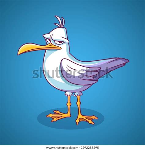 Seagull Illustration Cartoon Style Funny Angry Stock Vector (Royalty ...