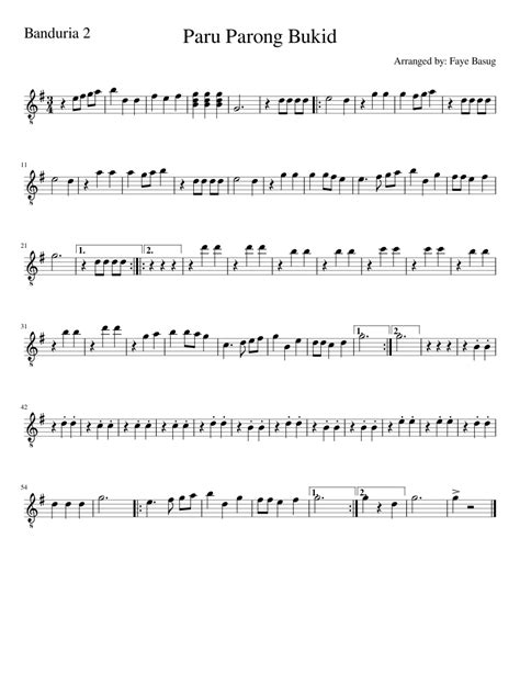 Paru Parong Bukid Rondalla Banduria 2 sheet music for Guitar download ...