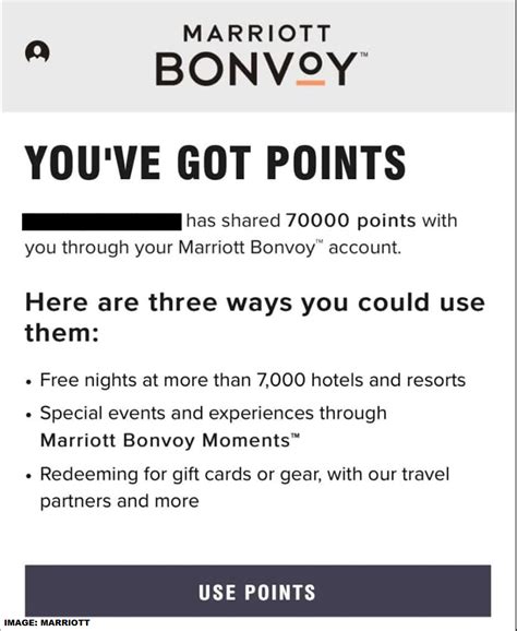 Marriott Bonvoy Emails About Shared Or Received Points - LoyaltyLobby