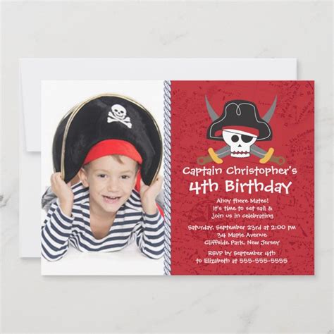 Ahoy Mates Photo Pirate Birthday Party Invitations | Zazzle