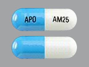 APO AM25 Pill Images (Blue & White / Capsule-shape)