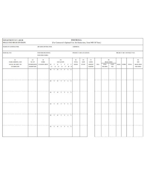 Certified Payroll Form Excel ~ Excel Templates