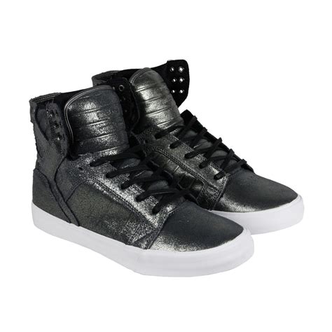 Supra - Supra Skytop Pewter Metalic White Mens High Top Sneakers ...