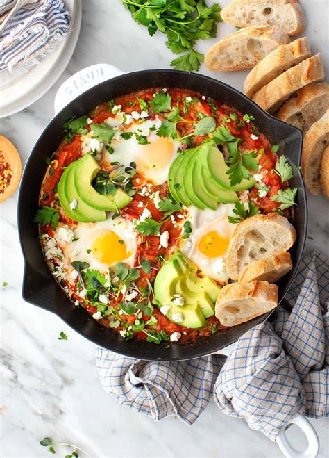 Shakshuka with Spinach and Harissa Recipe - Love and Lemons