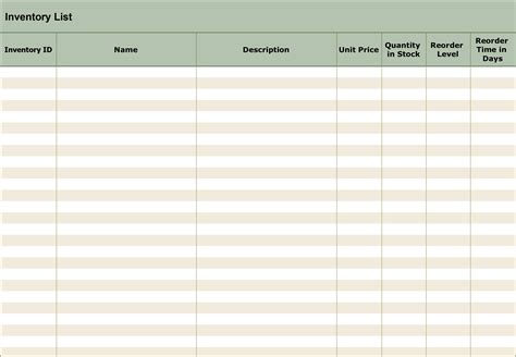 Free Printable Inventory List