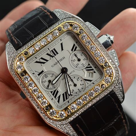 Cartier Santos 100 XL Chronograph Watch with 15.02 Carats of Diamonds ...