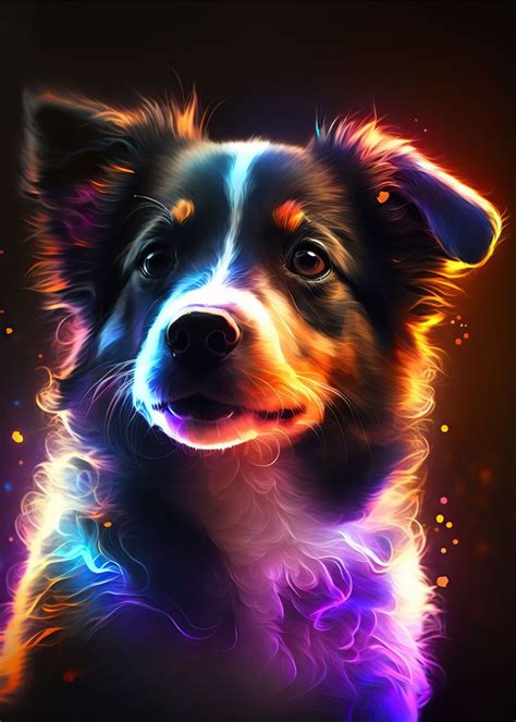 'Dog Neon Animal' Poster, picture, metal print, paint by Ahmet Thorpe ...