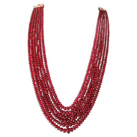 Burmese Red Spinel No Heat Beads Necklace at 1stDibs