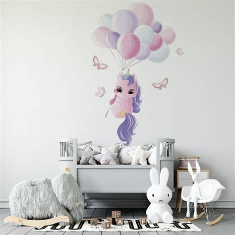 Removable Kids Bedroom Nursery Baby Unicorn Watercolor Art Vinyl Wall ...