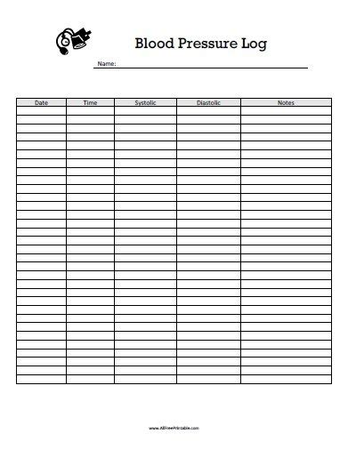 Blood Pressure Log – Free Printable