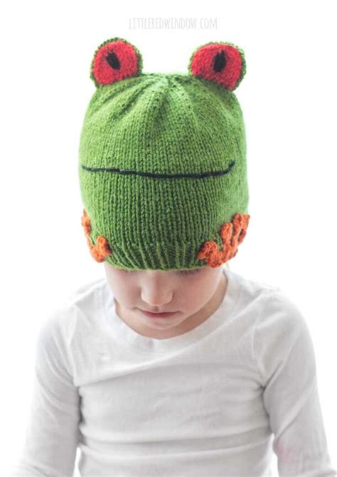 Red Eyed Tree Frog Hat Knitting Pattern - Little Red Window