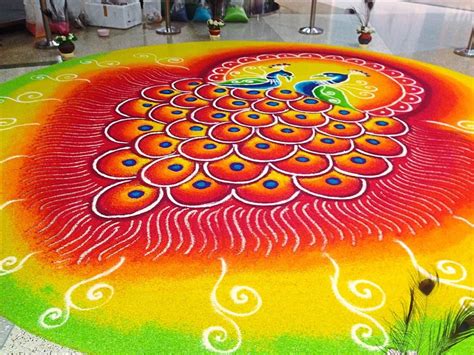 Top 50+ Latest Best Beautiful Easy Peacock Rangoli Design - Trends 2024