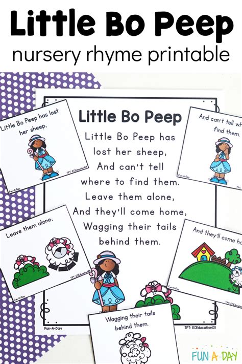 Little Bo Peep Nursery Rhyme Printable for Preschoolers - Fun-A-Day!