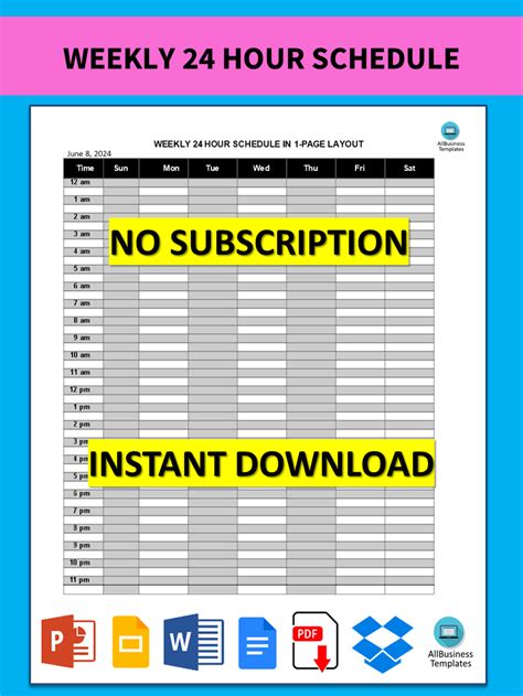 24 7 Schedule Template | HQ Printable Documents